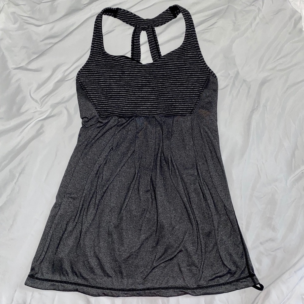 Lululemon - grey racerback top w/ drawstring Sz 4